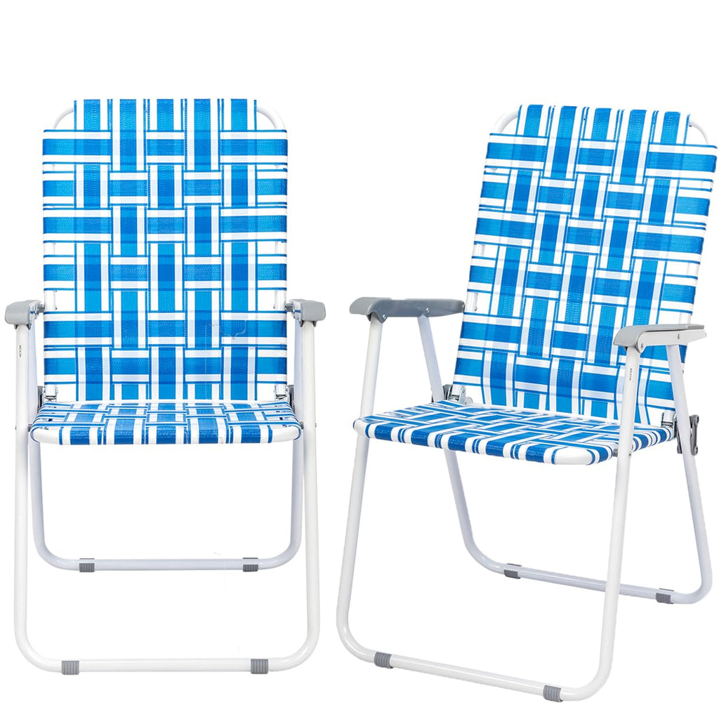 Set of 2 Blue Webbed Folding Patio Chair D61938