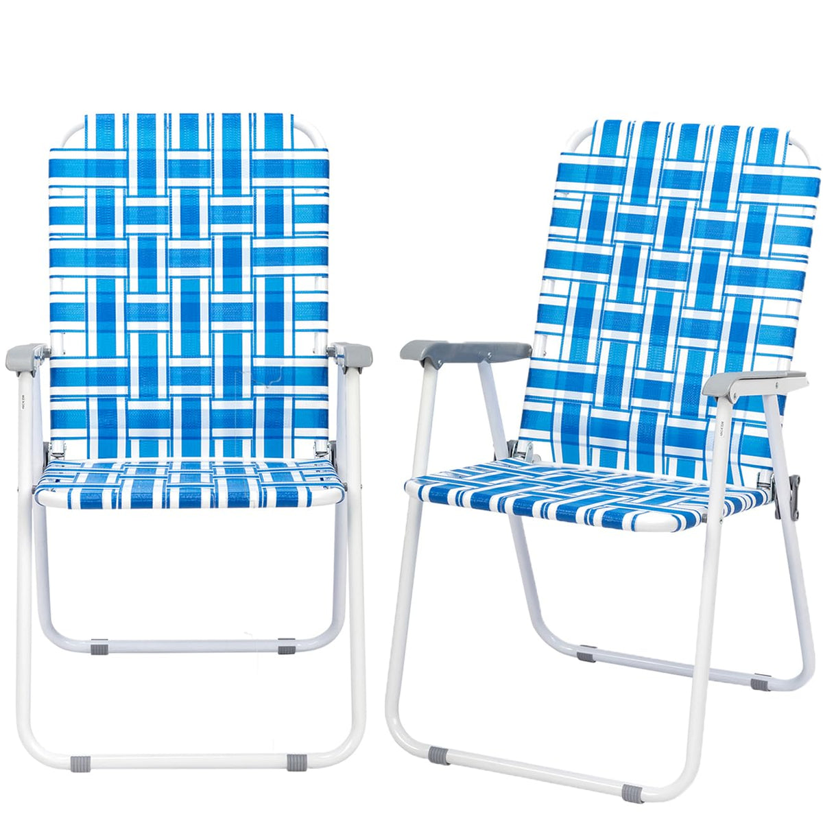 Set of 2 Blue Webbed Folding Patio Chair D61938
