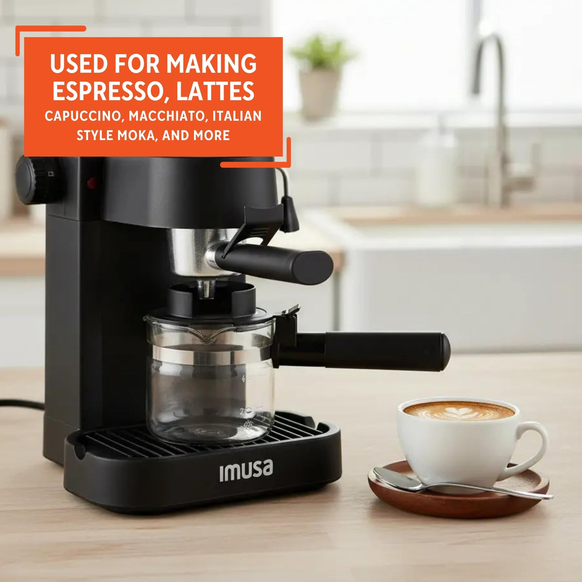 4 Cup Electric Espresso Cappuccino Coffee Maker, Black J917789