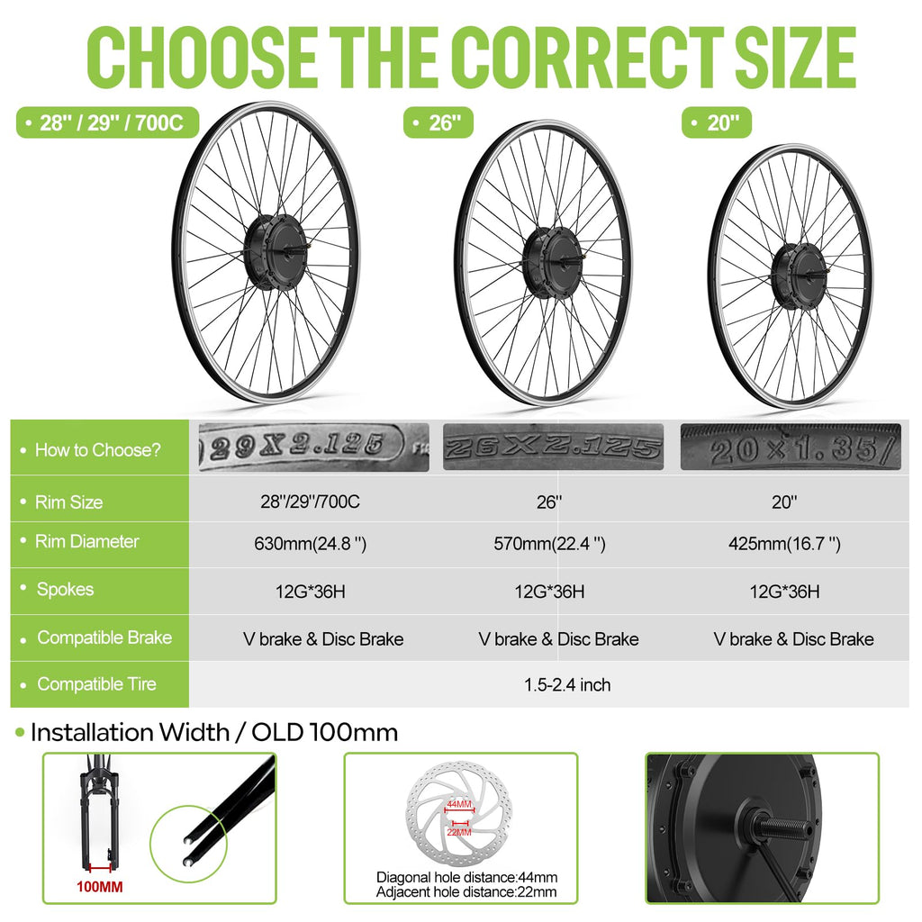 48V 500W Front Hub Motor Ebike Conversion Kit with Display B584