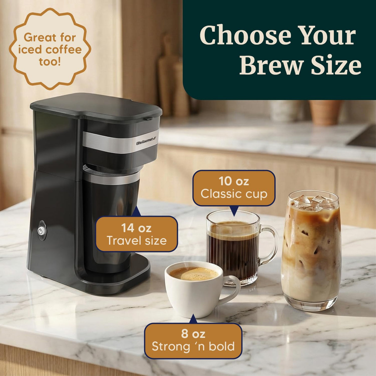 Black Single-Serve Compact Coffee Maker I114623