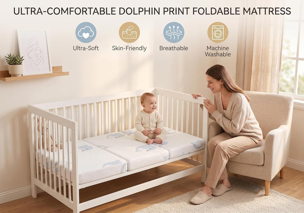 Trifold Pack and Play Mattress Topper, 38x26 Dual Firmness T4314