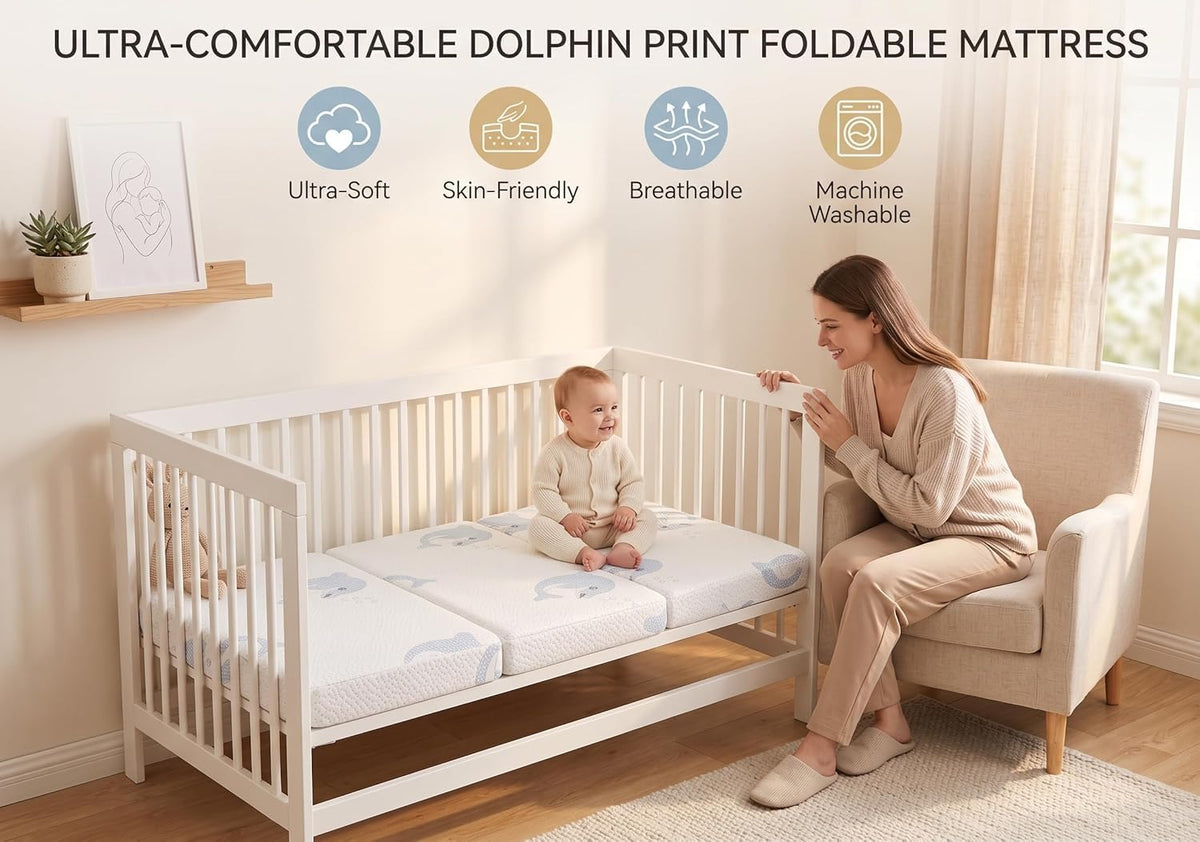 Trifold Pack and Play Mattress Topper, 38x26 Dual Firmness T4314