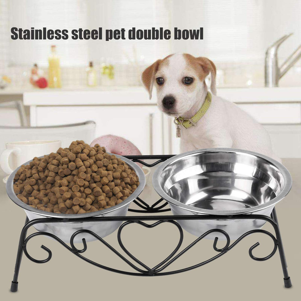 Double Stainless Steel Elevated Dog Bowls with Iron Stand P973168