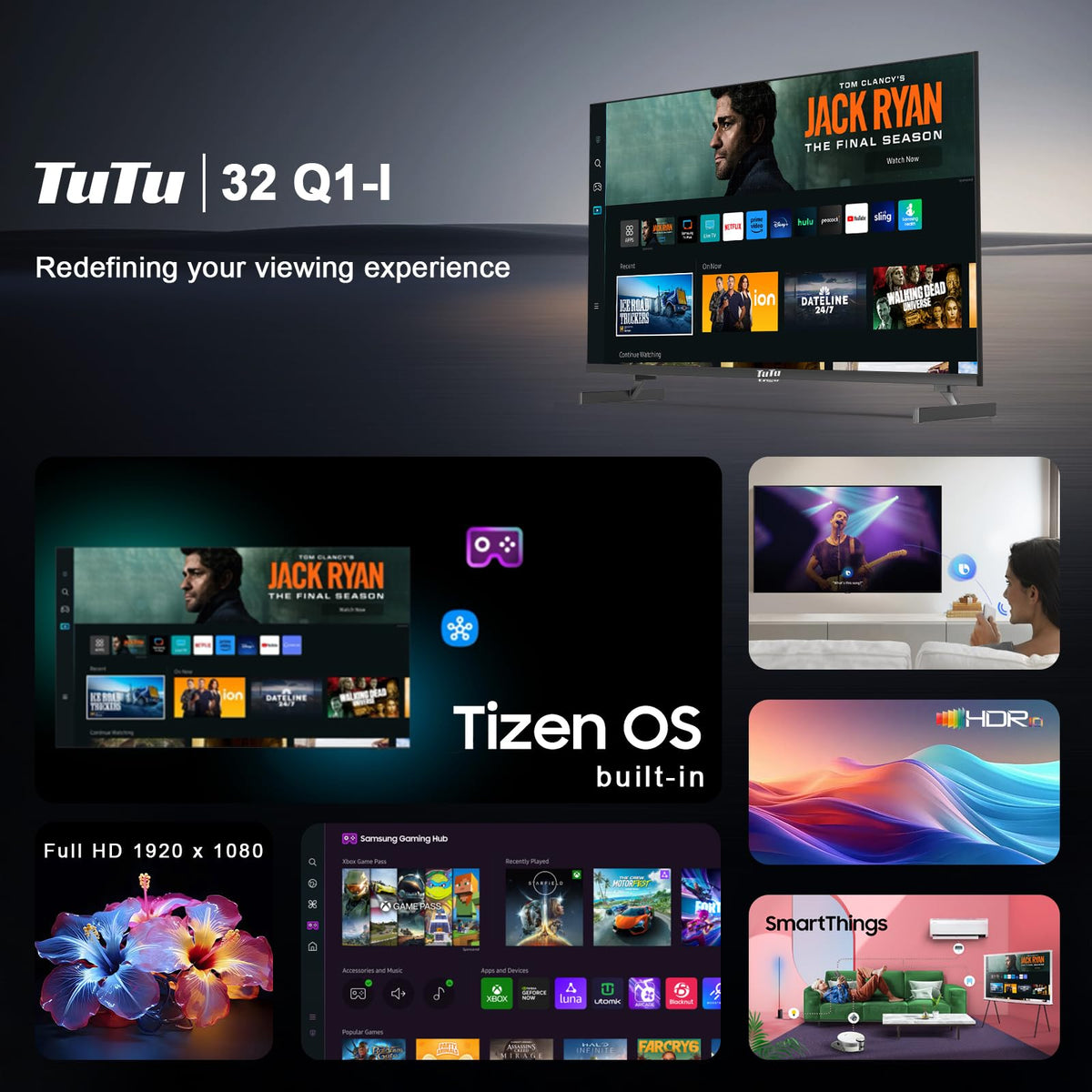32 Inch FHD Smart TV 1080p Full HD Central Stand with HDR Dolby Audio B302753
