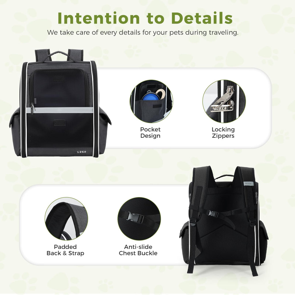 Dog Carrier Backpack for Small Medium Dogs Cats up to 18 lbs, Breathable Pet Backpack Carrier with 3 Entrances V37566