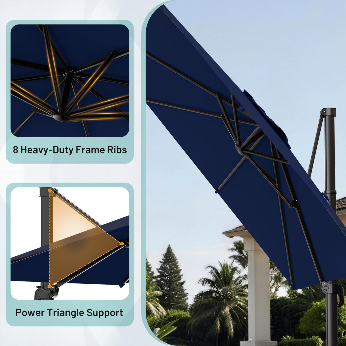 10 X 13 FT Cantilever Umbrella with 360-Degree Rotation Z412