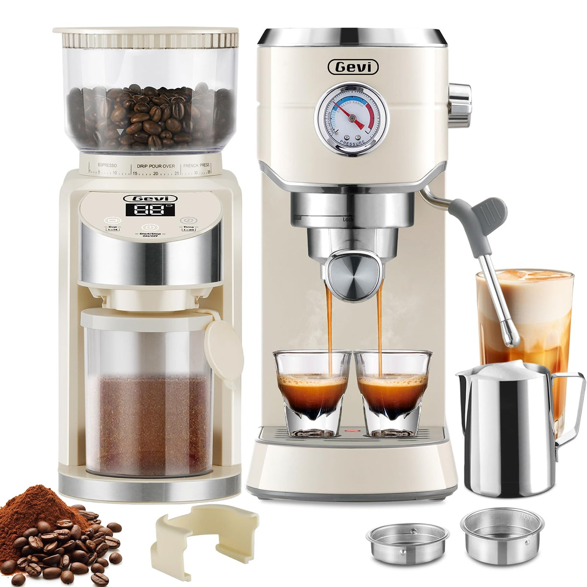20 Bar Espresso Machine with Conical Burr Coffee Grinder P23982