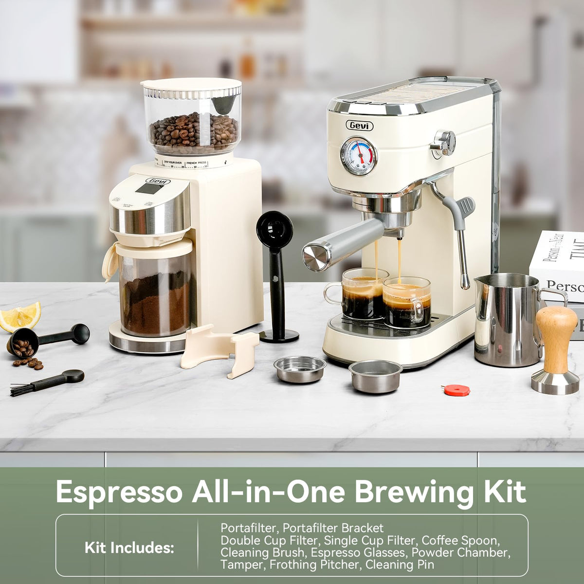 20 Bar Espresso Machine with Conical Burr Coffee Grinder P23982