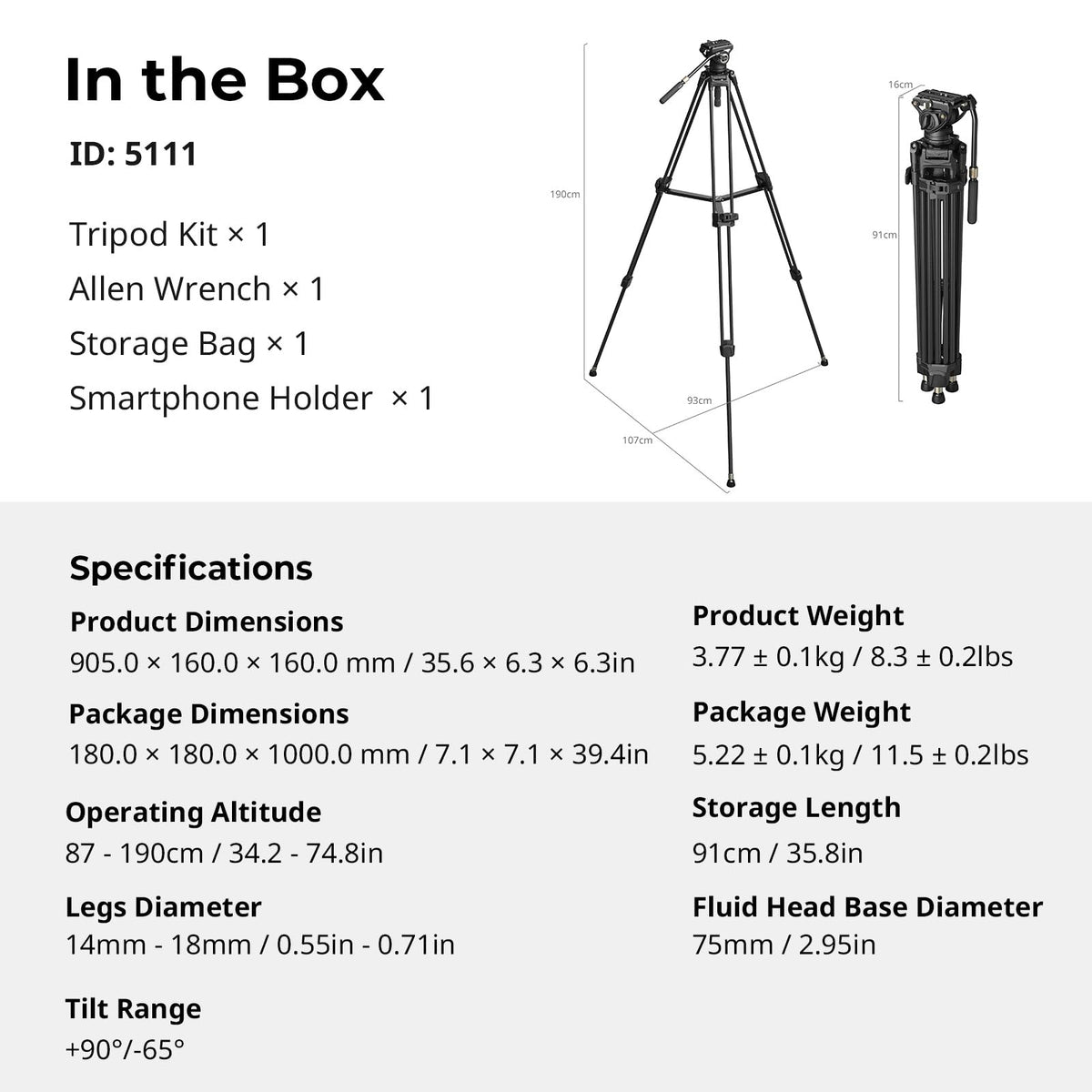 Carbon Fiber Tripod with Fluid Head E780