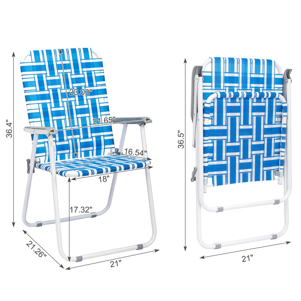 Set of 2 Blue Webbed Folding Patio Chair D61938