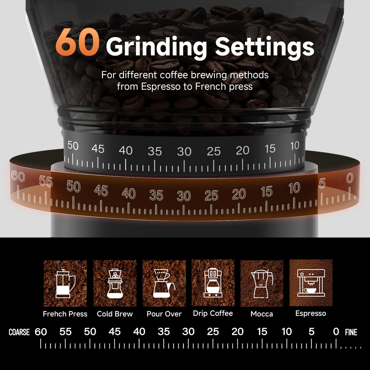 Cordless Burr Coffee Grinder with 60 Settings B4245
