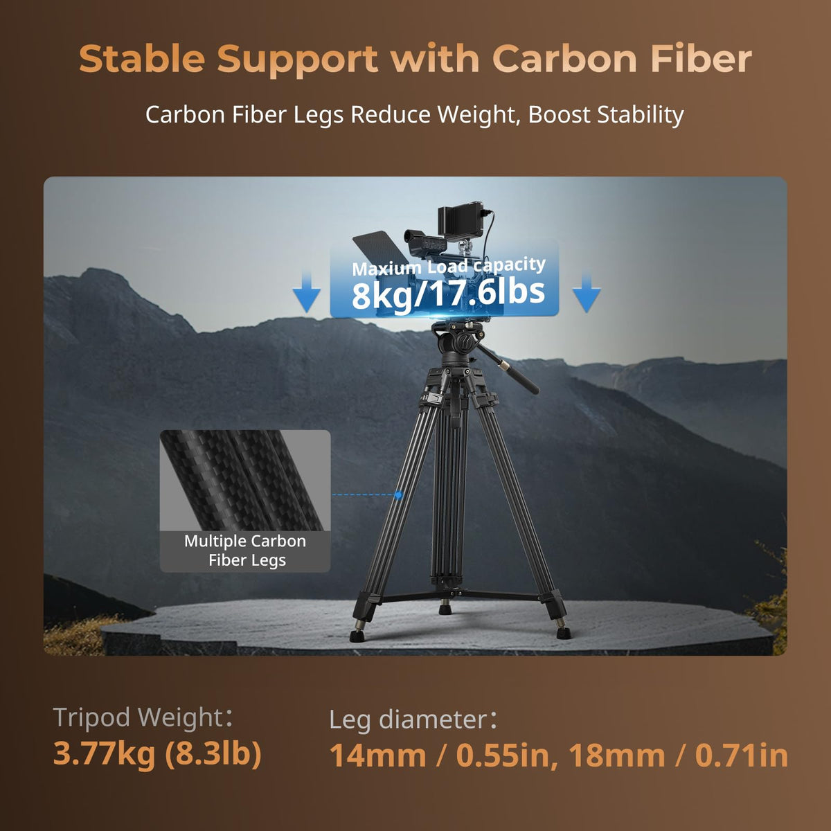 Carbon Fiber Tripod with Fluid Head E780