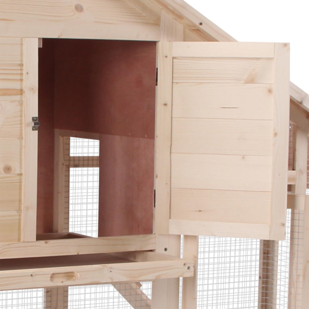55" 2-Tier Wooden Rabbit Hutch with Ramp U96248