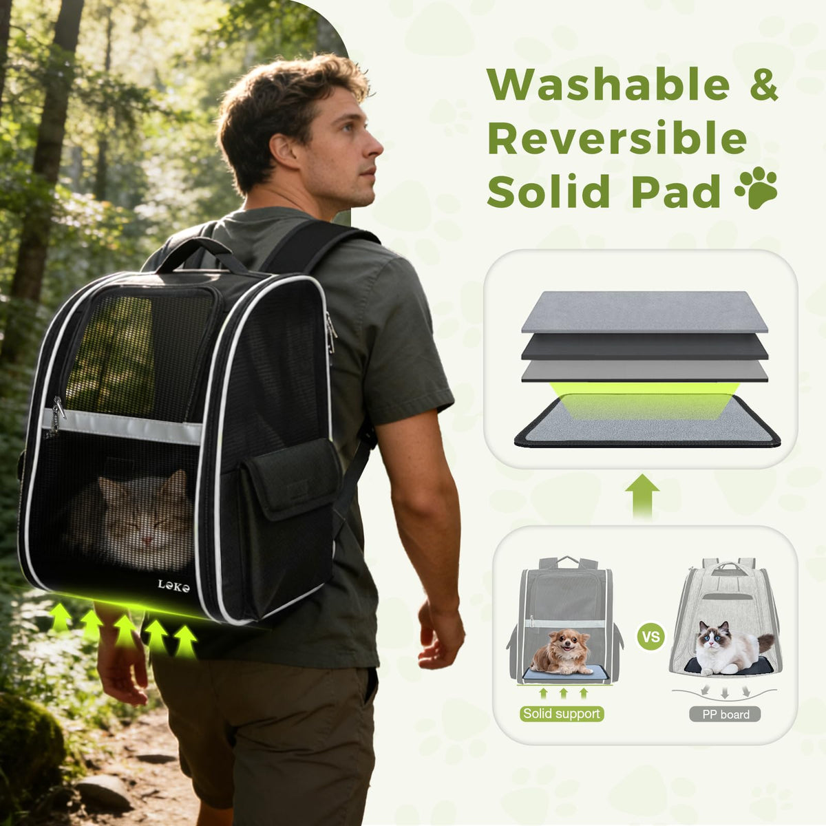 Dog Carrier Backpack for Small Medium Dogs Cats up to 18 lbs, Breathable Pet Backpack Carrier with 3 Entrances V37566