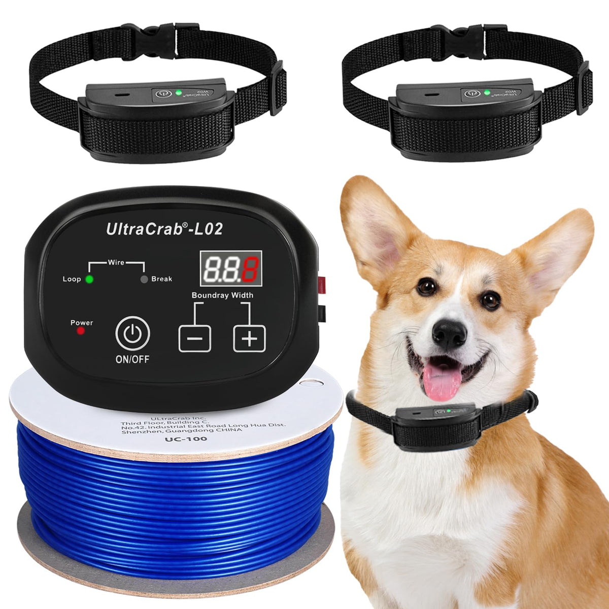 In-Ground Electric Dog Fence System with 2 Collars J819