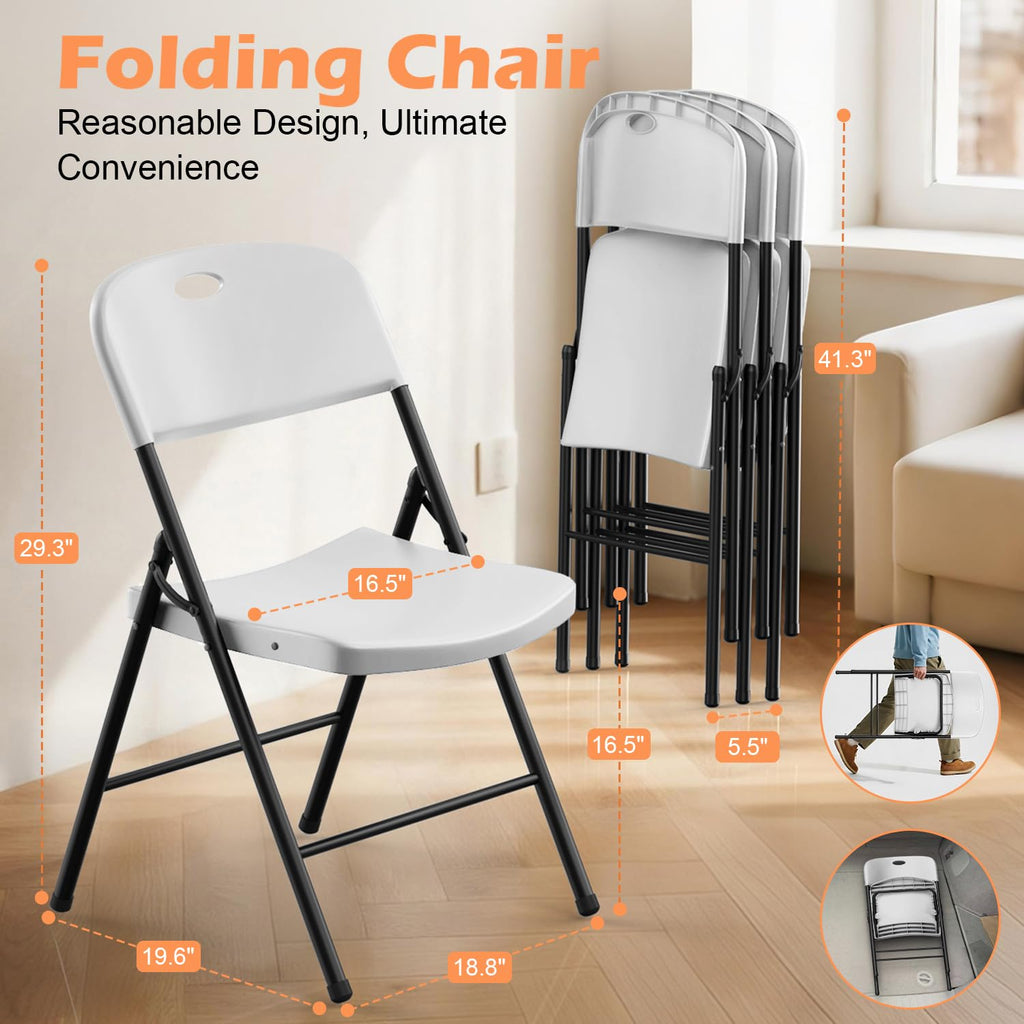 2 Pack White Plastic Folding Chairs H736285