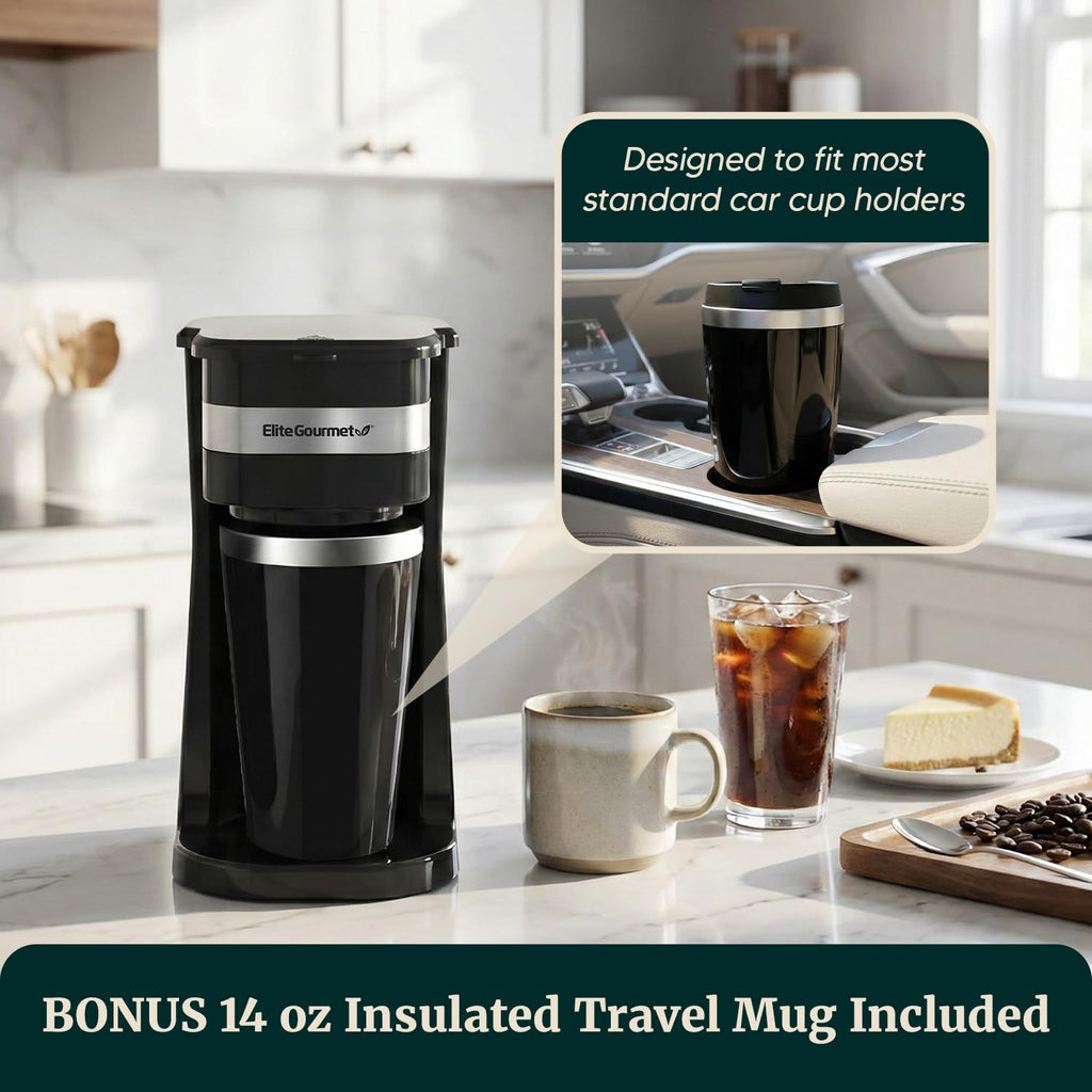 Black Single-Serve Compact Coffee Maker I114623