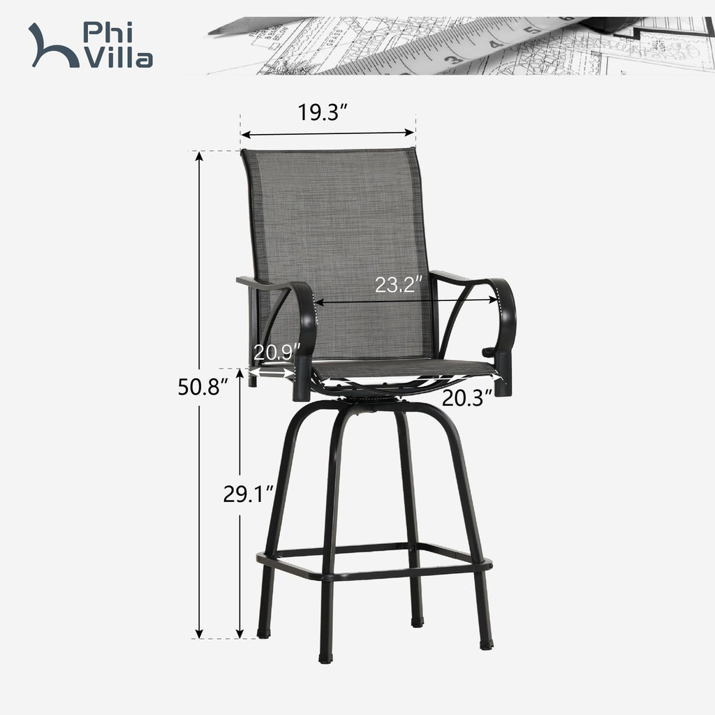 Set of 4 Swivel Outdoor Bar Stools F7087