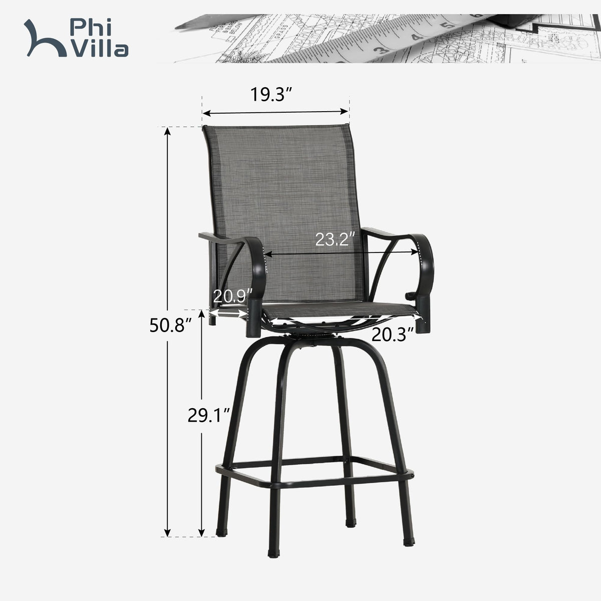 Set of 4 Swivel Outdoor Bar Stools F7087