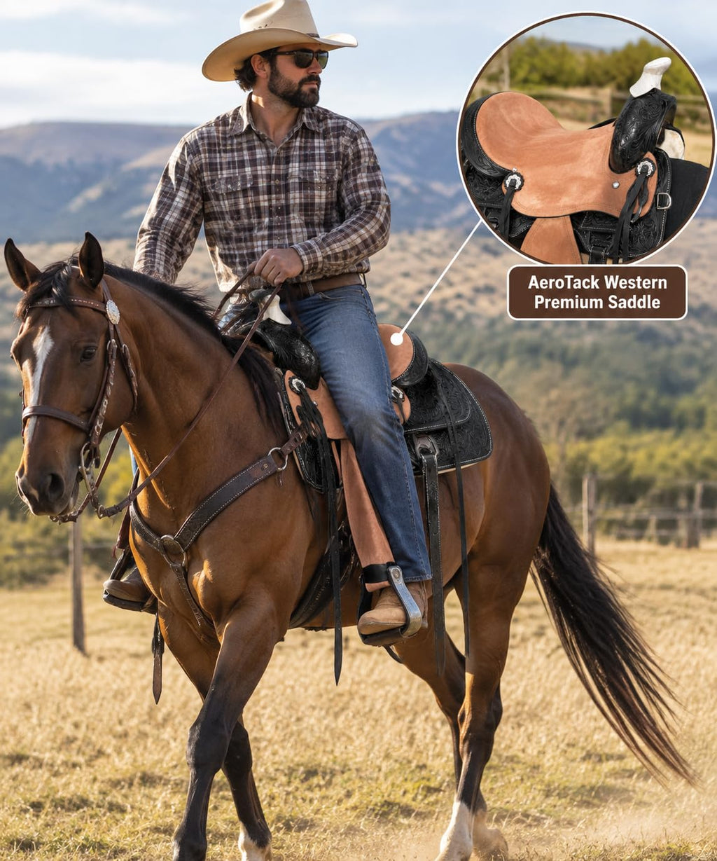 Argentina Cow Leather Saddle Set with Headstall, Reins & Breastplate W841390