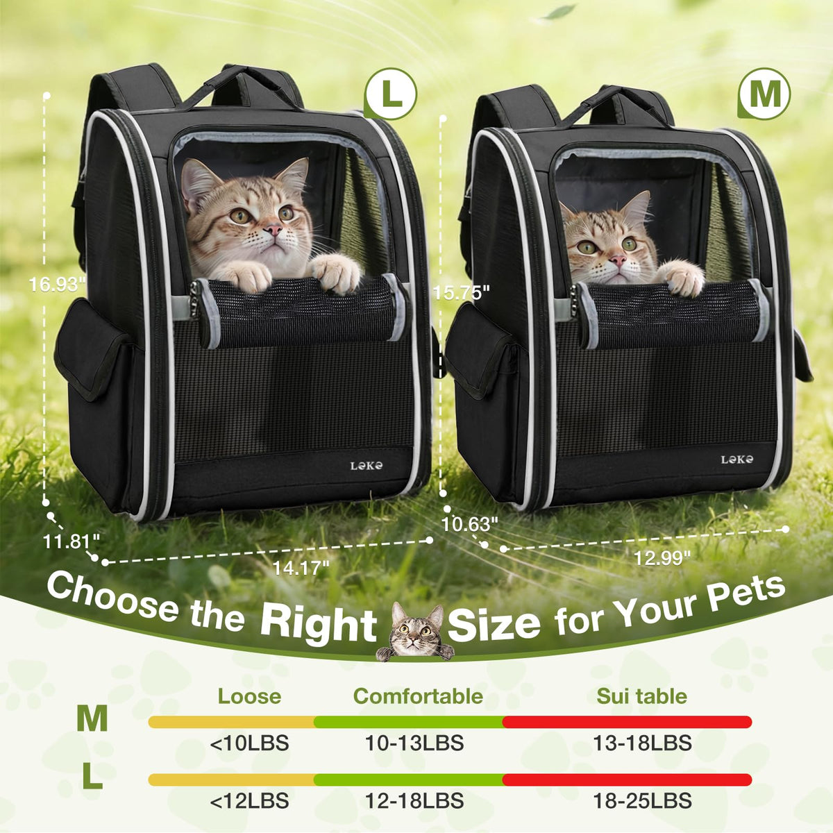 Dog Carrier Backpack for Small Medium Dogs Cats up to 18 lbs, Breathable Pet Backpack Carrier with 3 Entrances V37566