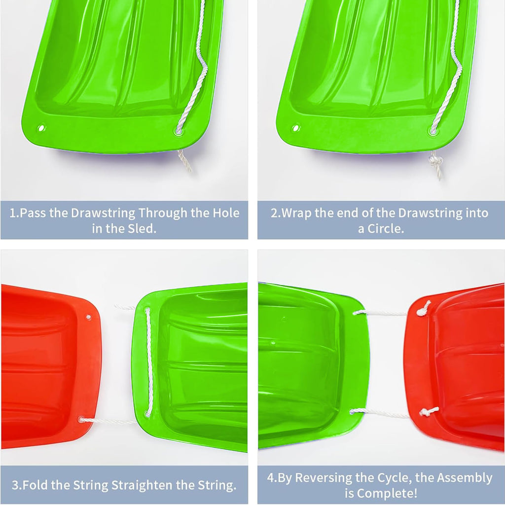 Plastic Snow Sleds with Pull Rope and Handles W13998