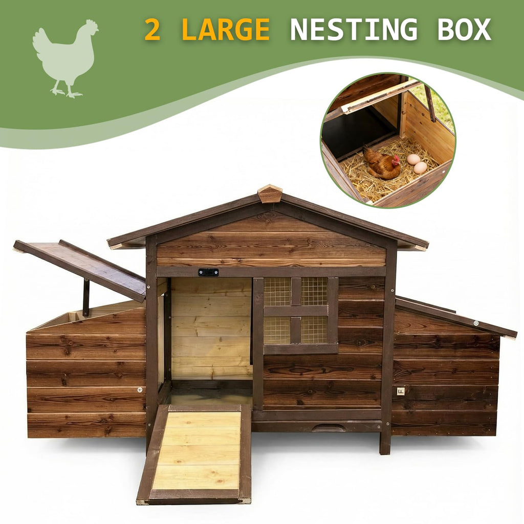 Wooden Chicken Coop Rabbit Hutch with Nesting Boxes H3502