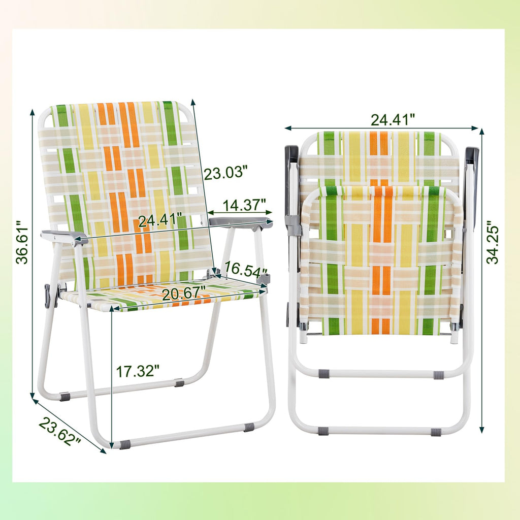 Yellow & Green Folding Lawn Chairs Set of 2 M55377