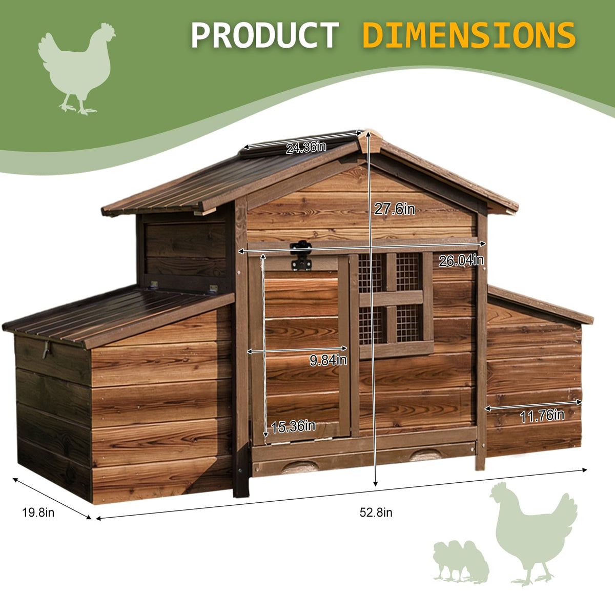 Wooden Chicken Coop Rabbit Hutch with Nesting Boxes H3502