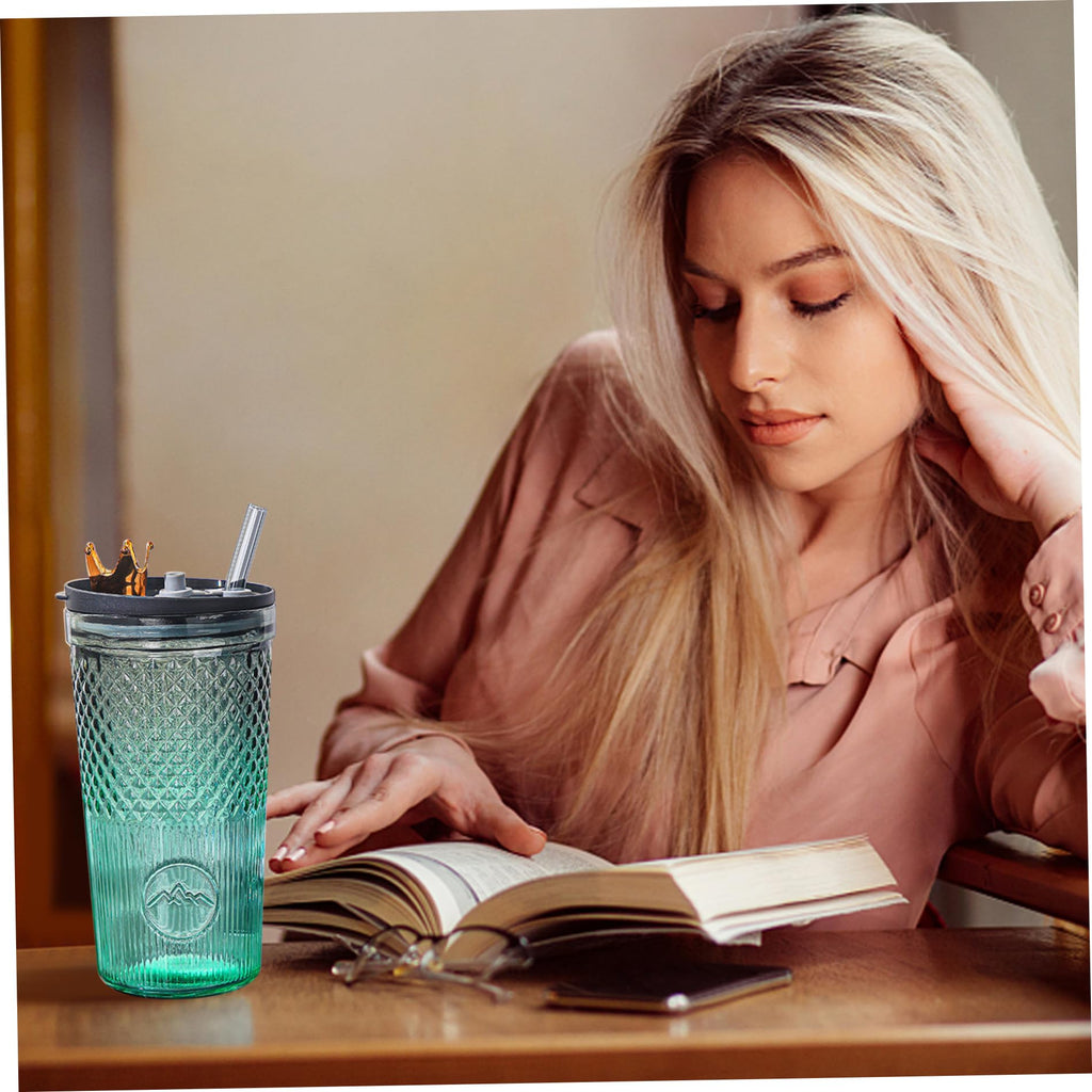 20Oz Glass Tumbler with Straw and Lid L16487