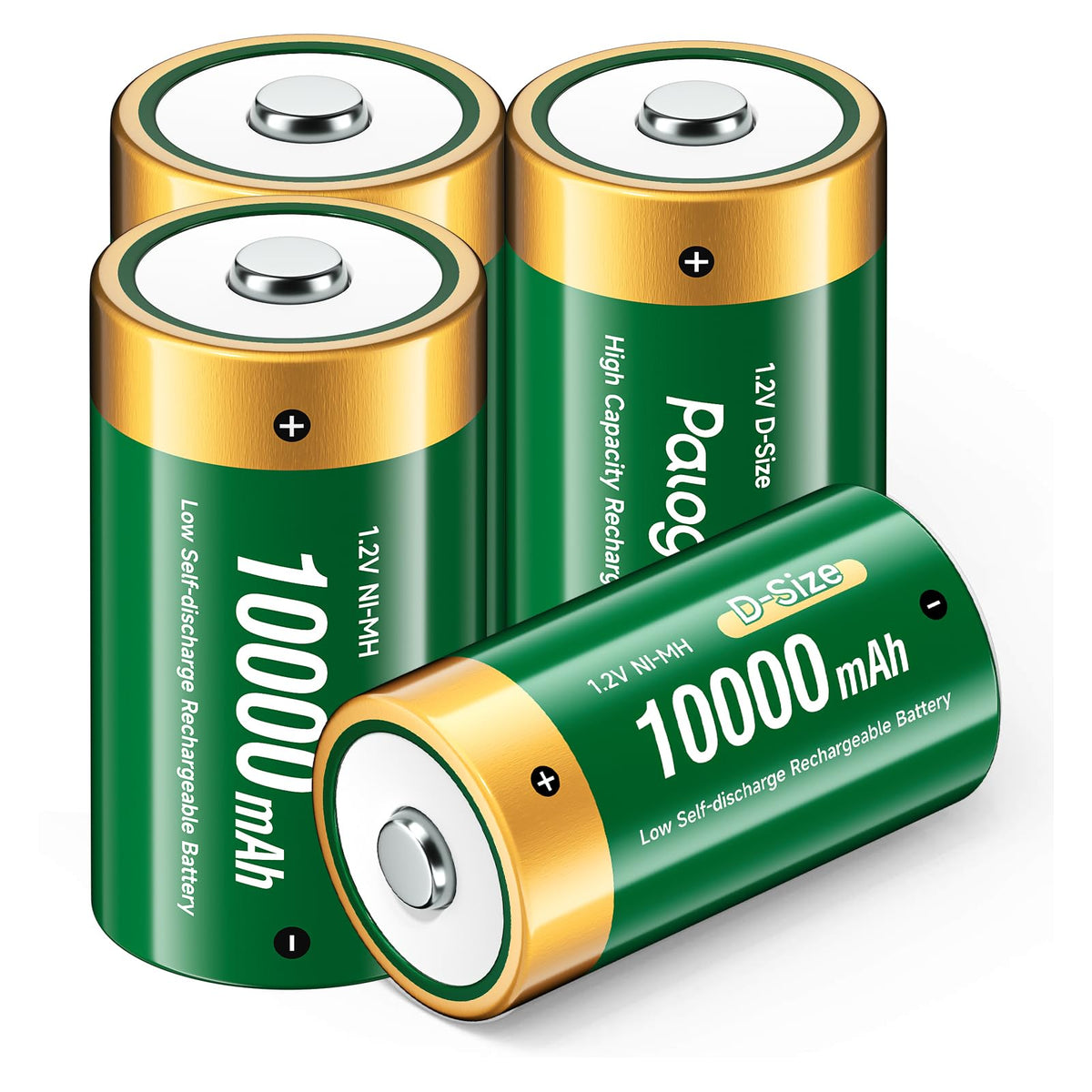 4 Pack 1.2V D Size Rechargeable Batteries J3339