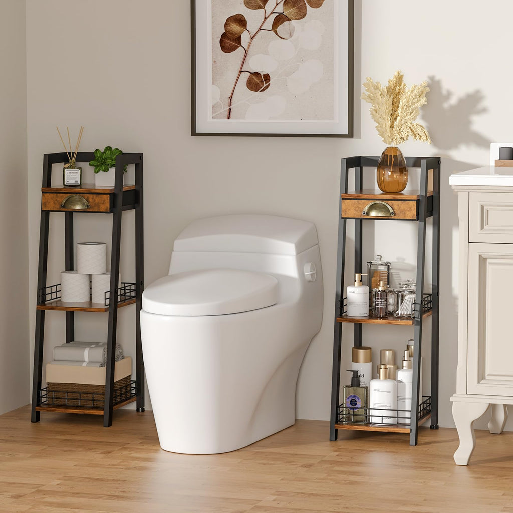 3-Tier Narrow Bathroom Shelves with Drawer S342