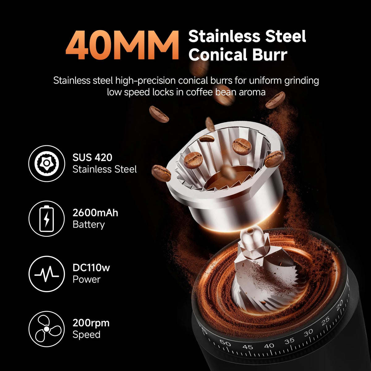 Cordless Burr Coffee Grinder with 60 Settings B4245