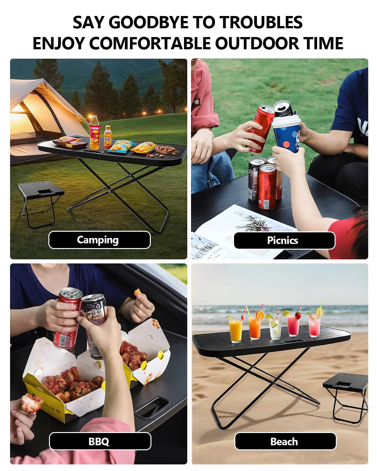 Portable Folding Camping Table with 2 Pack Chair U342