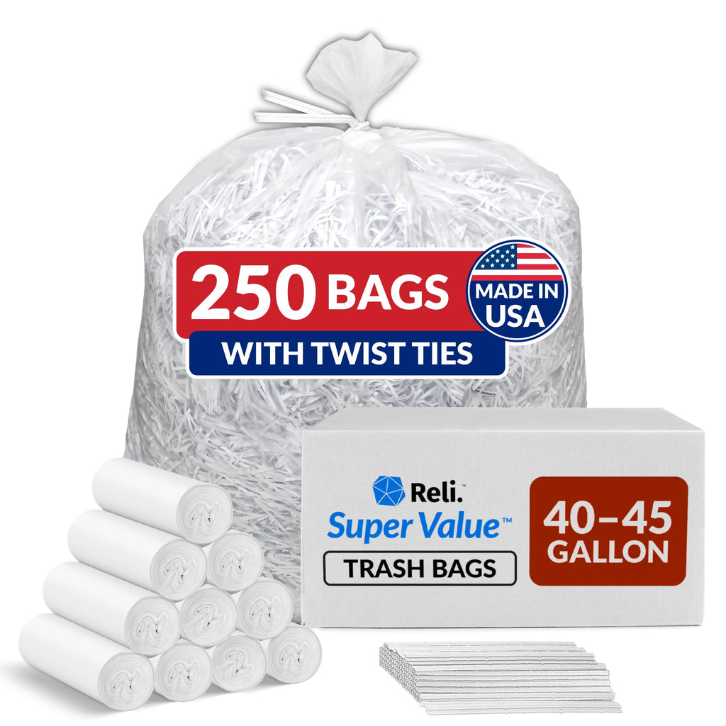 Clear Trash Bags with Twist Ties 250 Count Heavy Duty E693