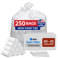 Clear Trash Bags with Twist Ties 250 Count Heavy Duty E693