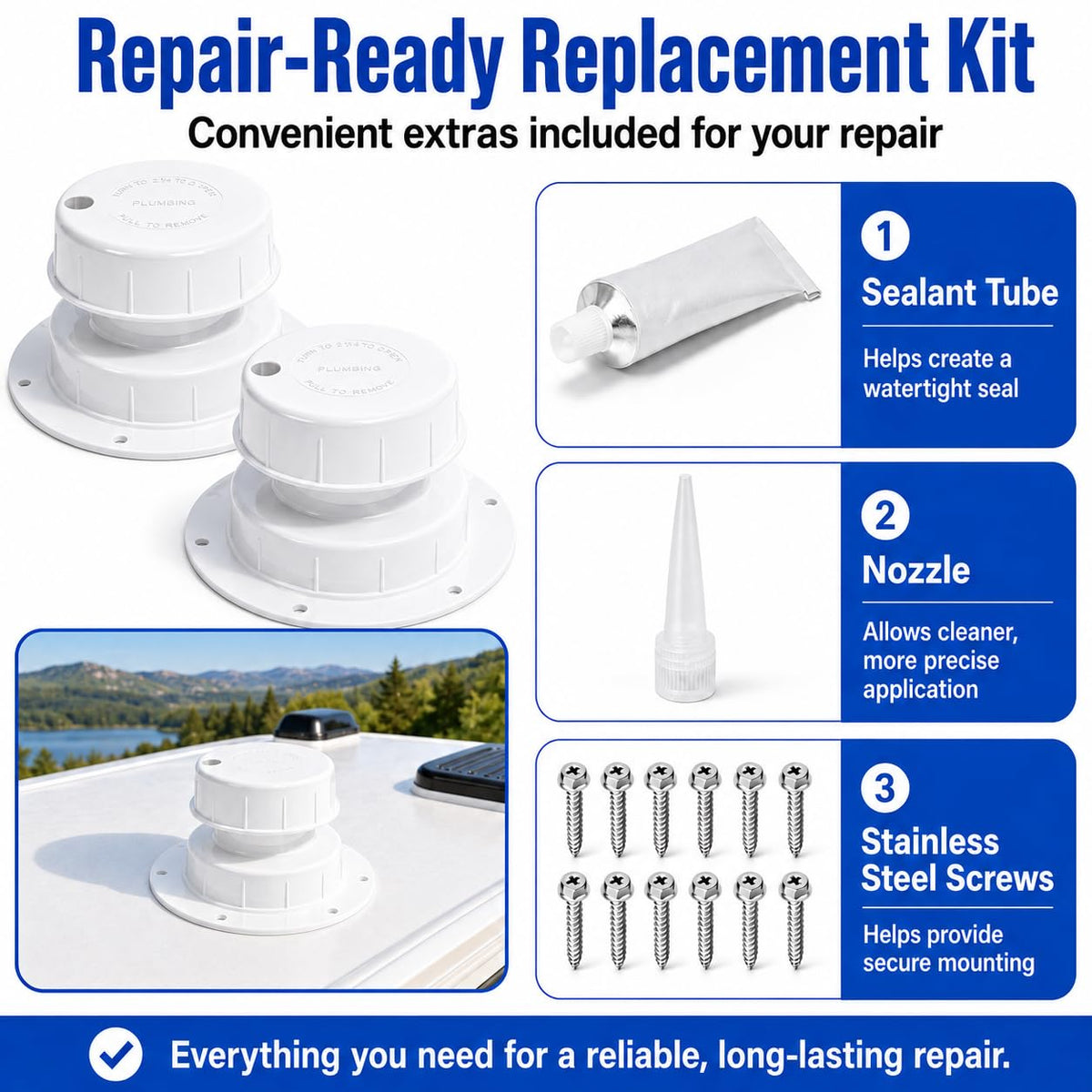 RV Plumbing Vent Caps 1 to 2 3/8" Pipe G205