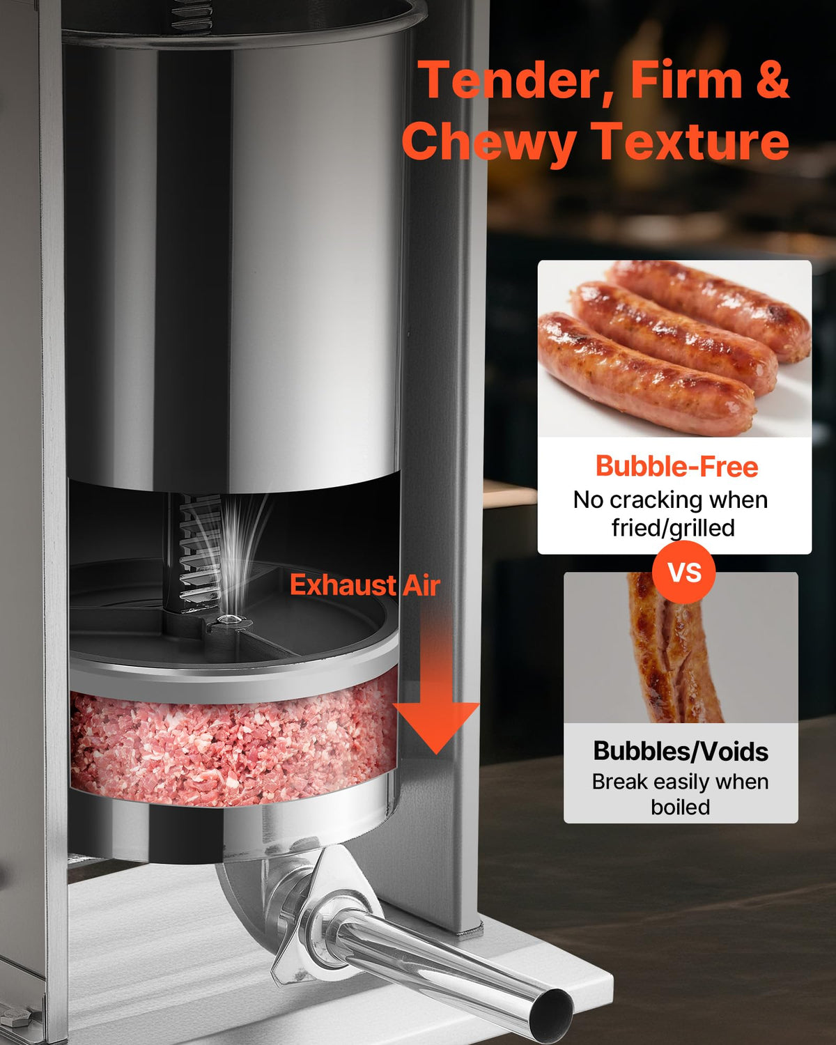55 LBS Stainless Steel Electric Sausage Stuffer with 5 Stuffing Tubes P614240