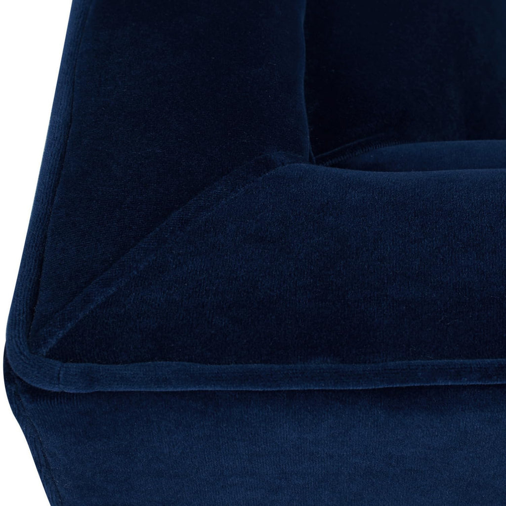 84" Tufted Navy Blue Velvet Sofa with Two Reversible Cushions N2149