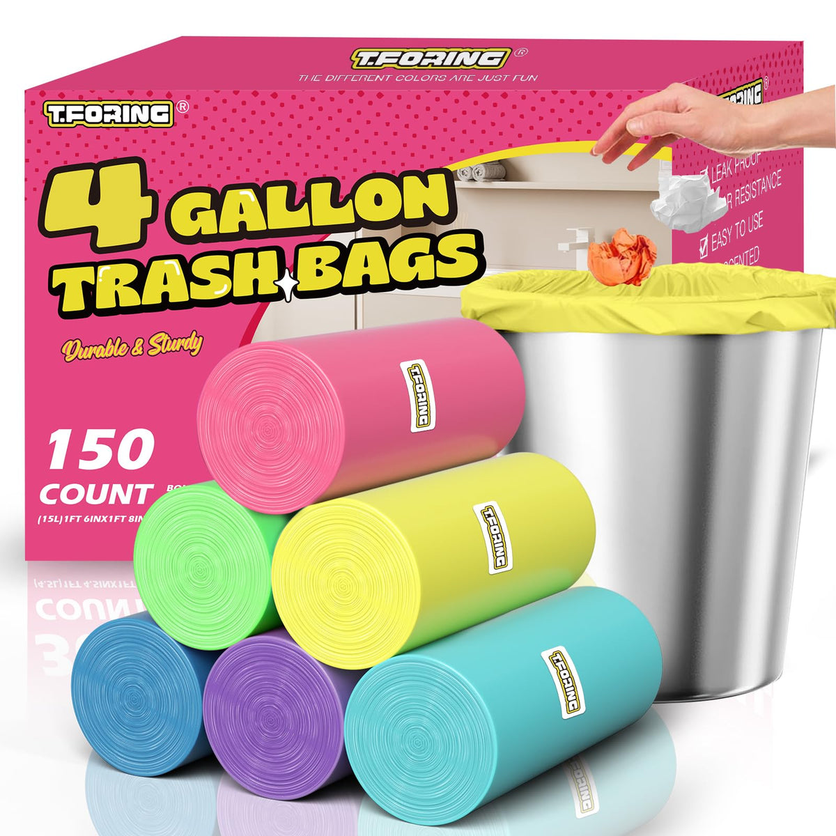 4 Gallon 0.86 Mil Unscented 150 Count Small Trash Bags P7235