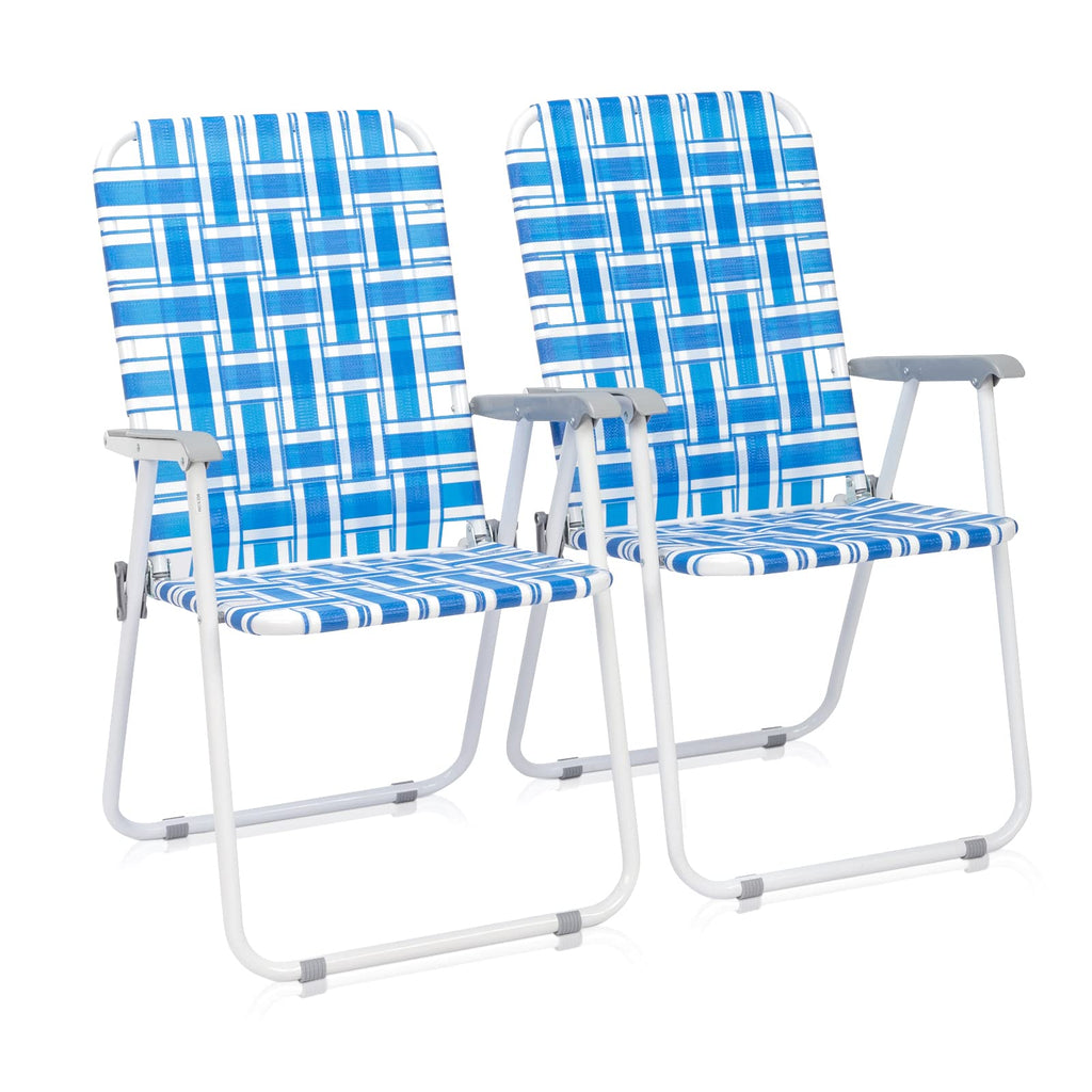 Set of 2 Blue Webbed Folding Patio Chair D61938