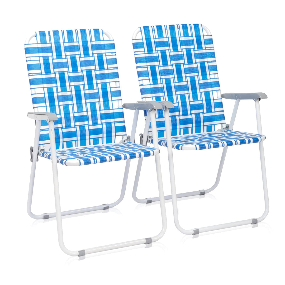 Set of 2 Blue Webbed Folding Patio Chair D61938