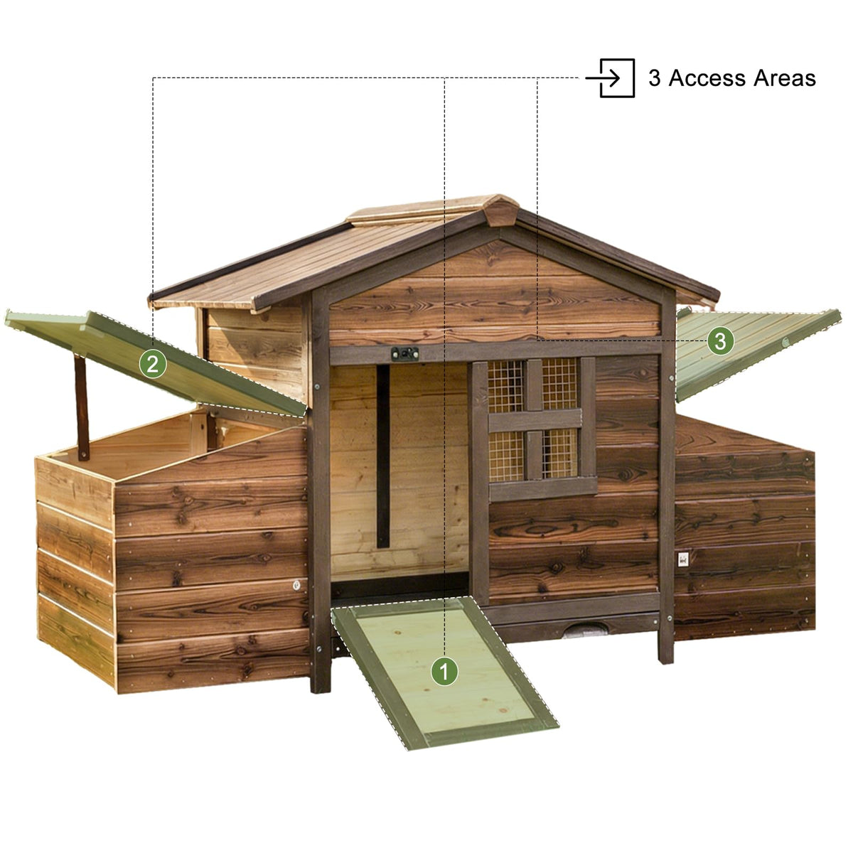 Wooden Chicken Coop Rabbit Hutch with Nesting Boxes H3502