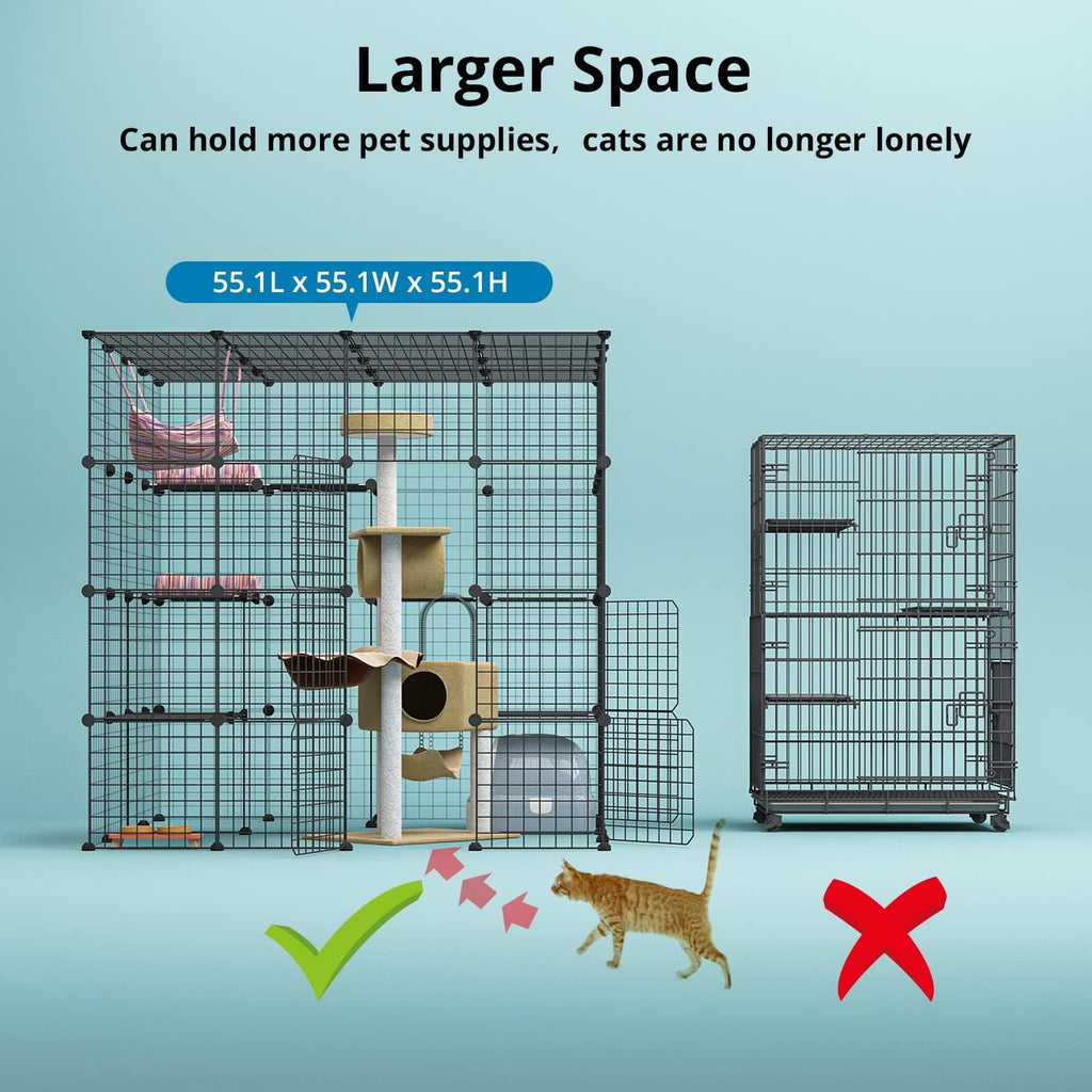Large Indoor Cat Playpen Metal Wire Cage 55L x 55W x 55H Inchs J2074
