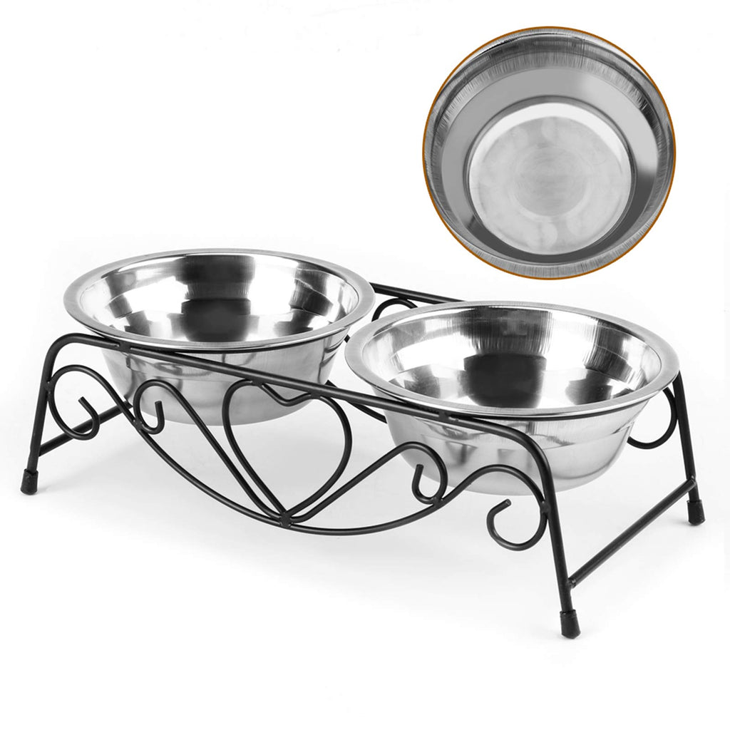 Double Stainless Steel Elevated Dog Bowls with Iron Stand P973168