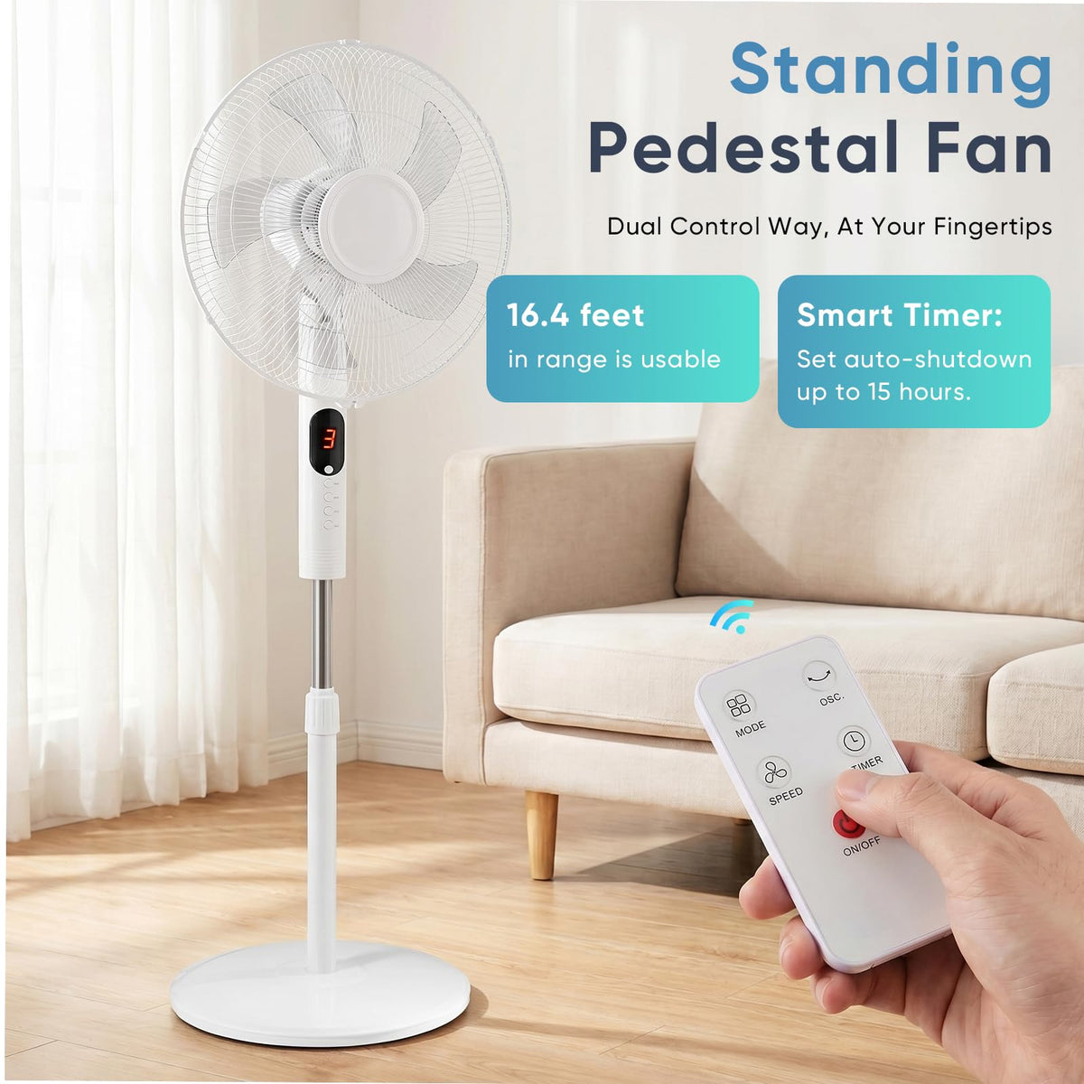 17" Oscillating Pedestal Fan with Remote D54707