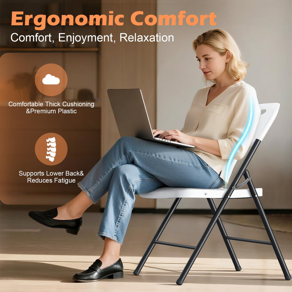2 Pack White Plastic Folding Chairs H736285