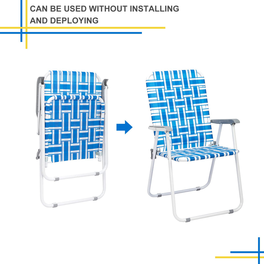 Set of 2 Blue Webbed Folding Patio Chair D61938