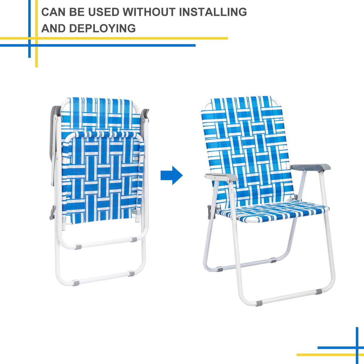 Set of 2 Blue Webbed Folding Patio Chair D61938